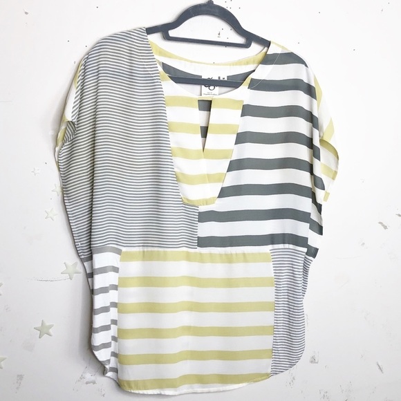 ONE September Anthropologie striped color block blouse - Picture 2 of 9
